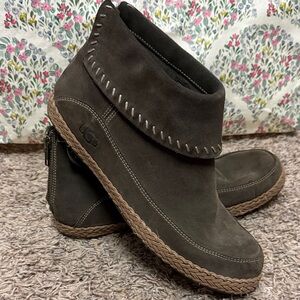 UGG Suede Braided-Trim Ankle Booties like new
